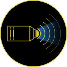 Icon of light and vibrations being produced by a EMS shockwave therapy device